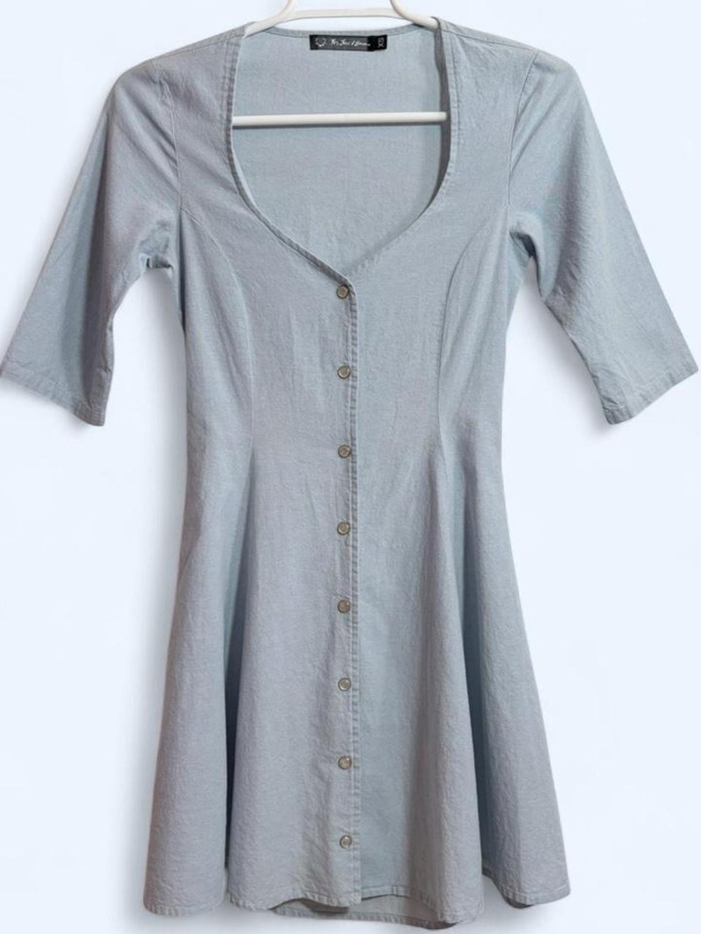 For Love And Lemons Light Gray Button-Front Midi Dress
